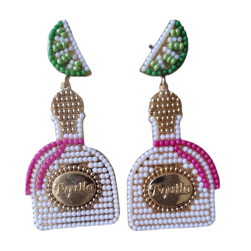 Beaded Tequila Bottle Earrings